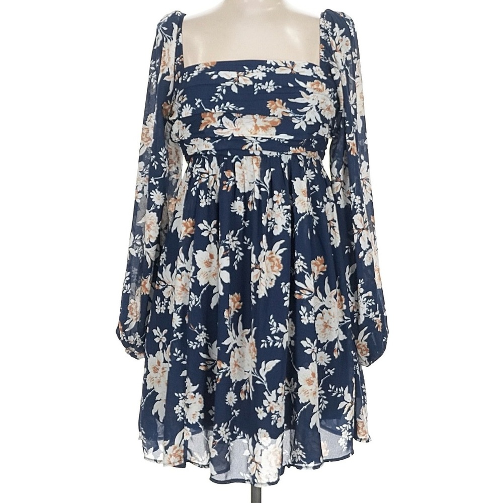 Abercrombie & Fitch Navy Floral Long Sleeve Dress
